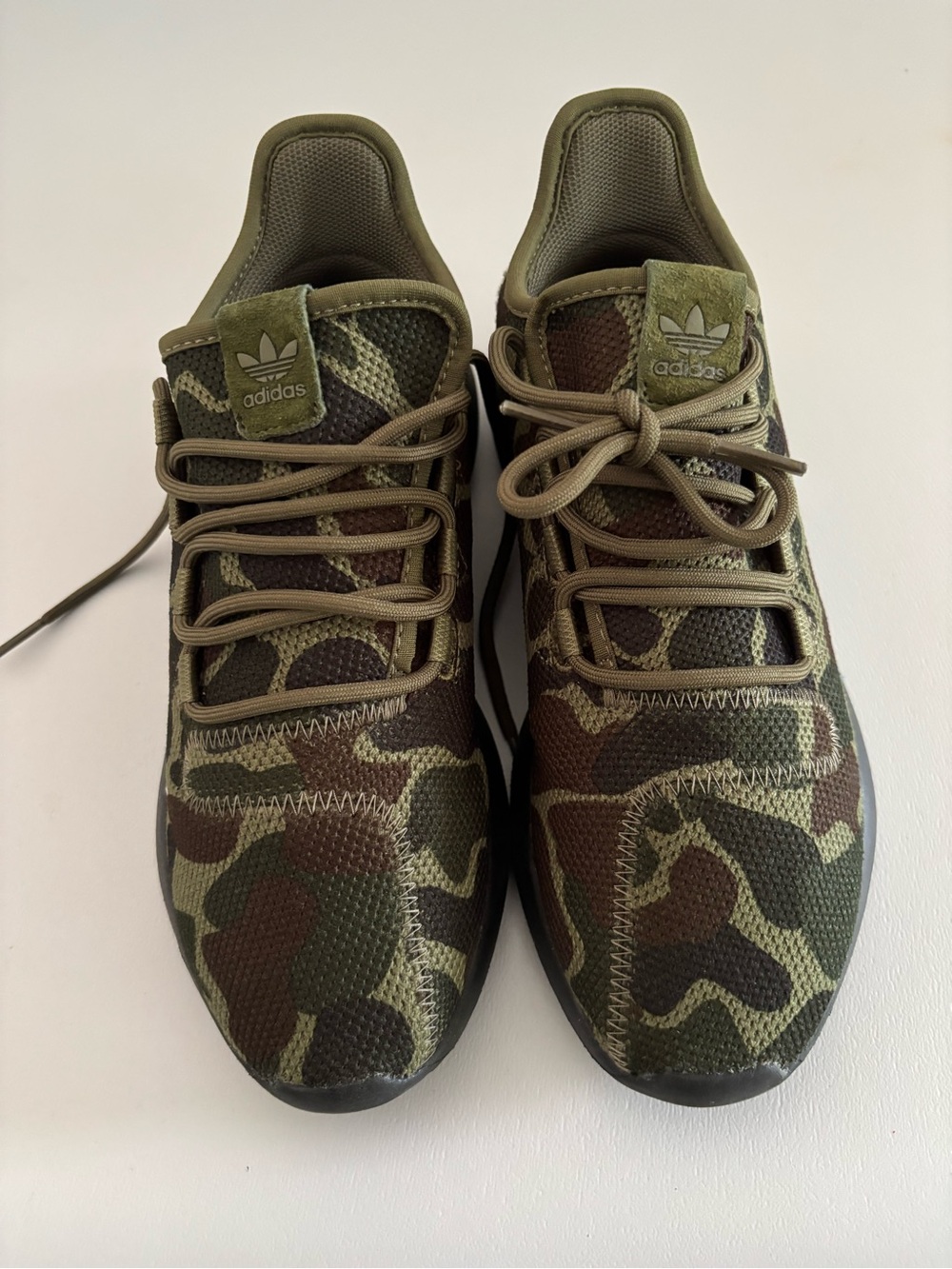 adidas Camo Knit Lace-Up Sneakers - Olive Green/Brown